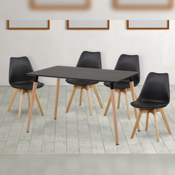 Conjunto mesa redonda y 4 sillas Dinamarca blanco