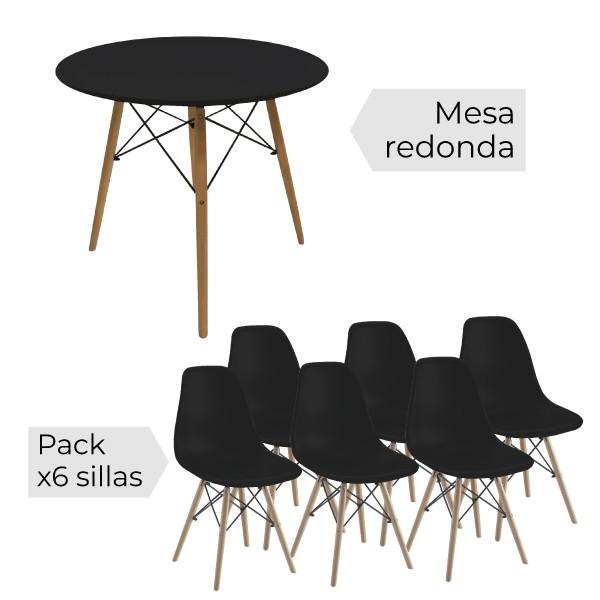 Conjunto mesa redonda y sillas Dinamarca